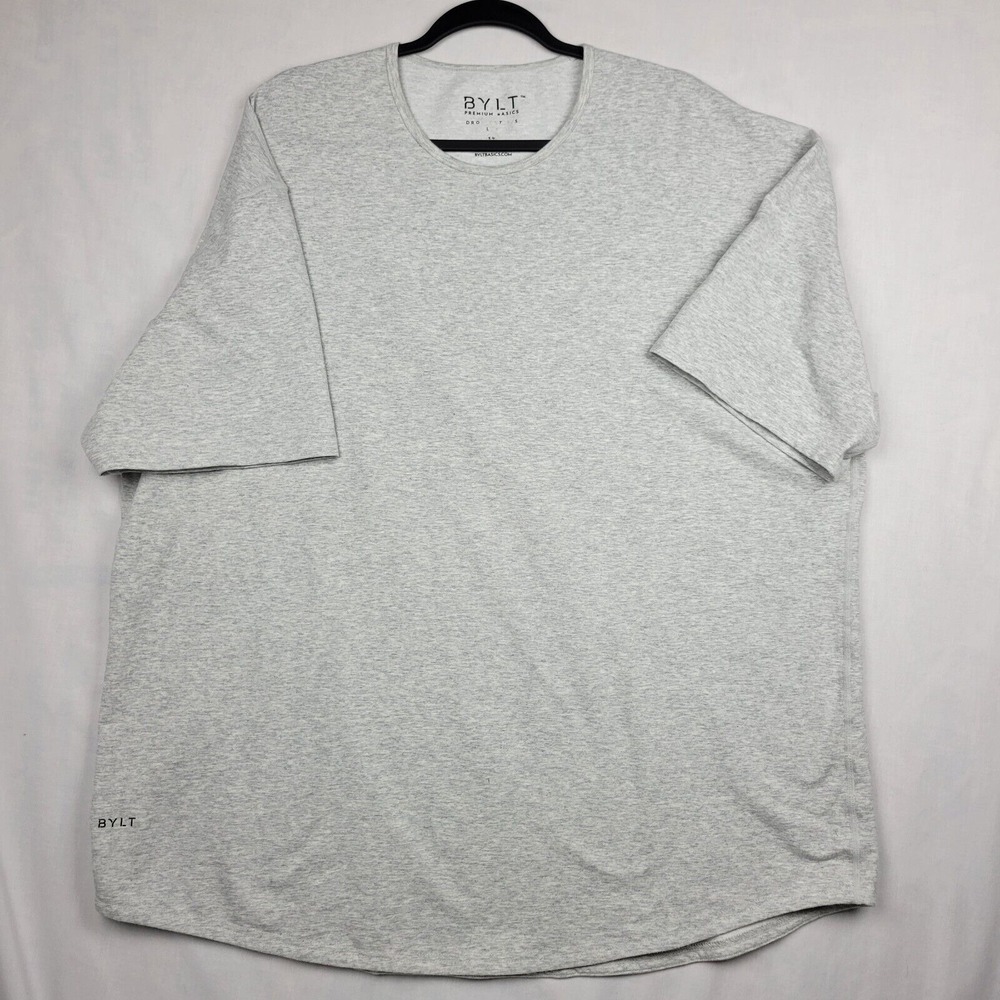 BYLT T-Shirt Short Sleeve Shirt Drop Cut LUX Premium Basics Grey Mens XXL